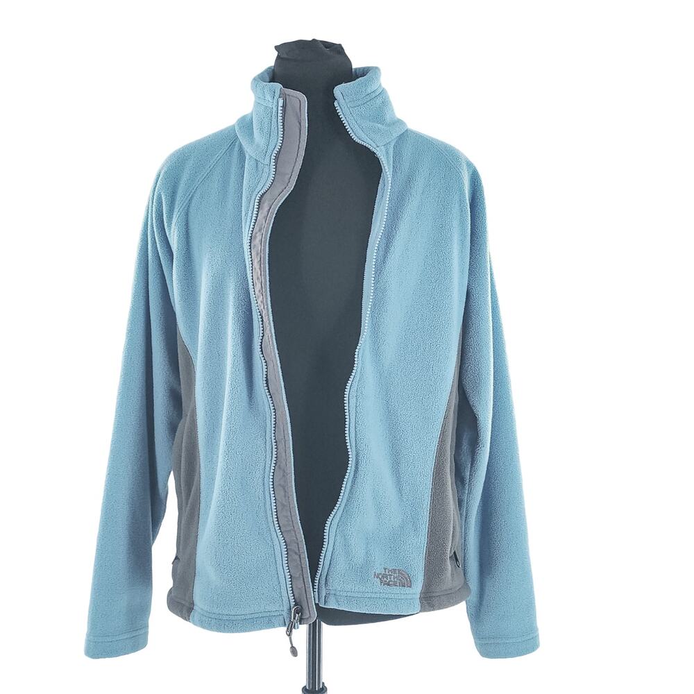 Vintage North Face Fleece Jacket Women’s Medium Full Zip Coat Blue Gray